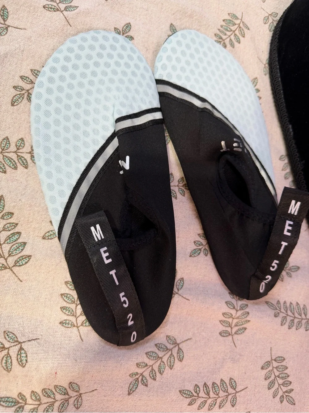 Kids Black and Light Blue Slip-On Water Shoes with MET520 Tag
